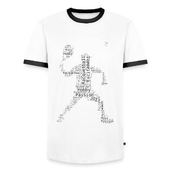 Pickleball Men's Pickleball Racquetballspi - Men's Ringer Shirt - white/black - Front - AI Model Female 172 light (172cm) & AI Model Male 178 dark (178cm)