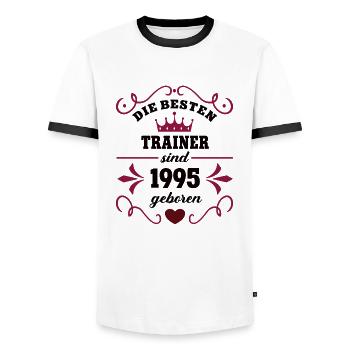 DIE BESTEN TRAINER SIND 1995 GEBOREN Geburtstag - Männer Kontrast-T-Shirt - Weiß/Schwarz - Vorne - AI Model Female 172 light (172cm) & AI Model Male 178 dark (178cm)