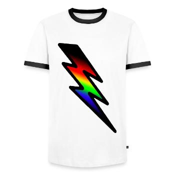 Ray Thunderbolt - Men's Ringer Shirt - white/black - Front - AI Model Female 172 light (172cm) & AI Model Male 178 dark (178cm)