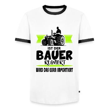 Ist der Bauer ruiniert Demostration Protest - Männer Kontrast-T-Shirt - Weiß/Schwarz - Vorne - AI Model Female 172 light (172cm) & AI Model Male 178 dark (178cm)
