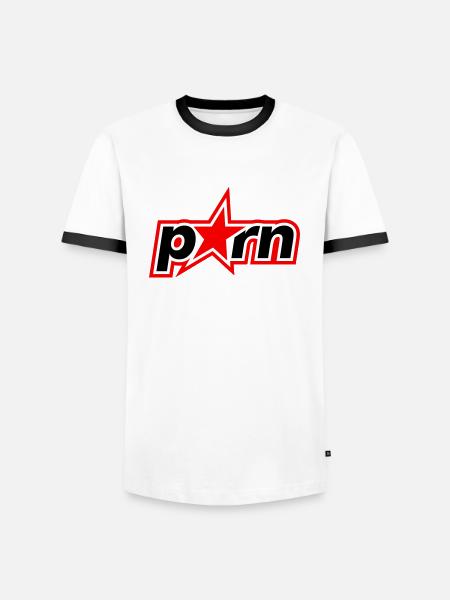 Porn lettering - Men's Ringer Shirt - white/black