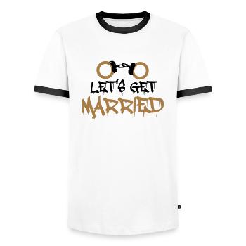 Permet de se marier prisonnier menotté drôle - T-shirt contrasté Homme - blanc/noir - Devant - AI Model Female 172 light (172cm) & AI Model Male 178 dark (178cm)