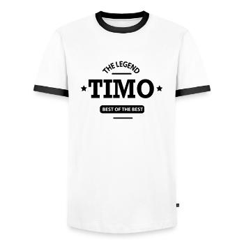 timo - Männer Kontrast-T-Shirt - Weiß/Schwarz - Vorne - AI Model Female 172 light (172cm) & AI Model Male 178 dark (178cm)