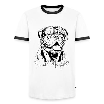 FRENCH MASTIFF Portrait Chien Chien Wilsigns - T-shirt contrasté Homme - blanc/noir - Devant - AI Model Female 172 light (172cm) & AI Model Male 178 dark (178cm)