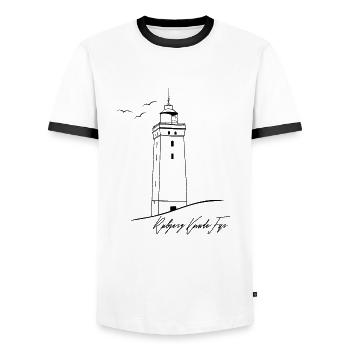 Danemark Tourisme Rubjerg Knude Lighthouse - T-shirt contrasté Homme - blanc/noir - Devant - AI Model Female 172 light (172cm) & AI Model Male 178 dark (178cm)