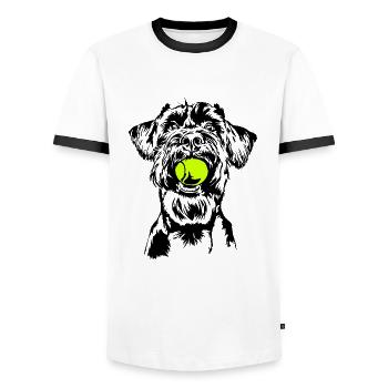 Giant Schnauzer Schnauzer Dog Dog Wilsigns - Men's Ringer Shirt - white/black - Front - AI Model Female 172 light (172cm) & AI Model Male 178 dark (178cm)