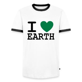 I *heart* earth! - Men's Ringer Shirt - white/black - Front - AI Model Female 172 light (172cm) & AI Model Male 178 dark (178cm)