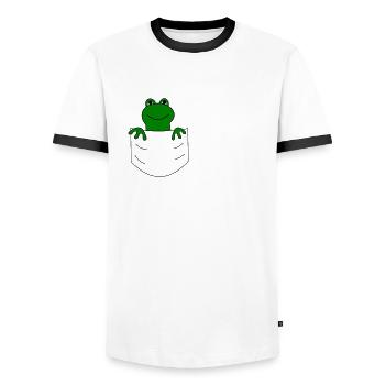Grenouille dans le sac - T-shirt contrasté Homme - blanc/noir - Devant - AI Model Female 172 light (172cm) & AI Model Male 178 dark (178cm)
