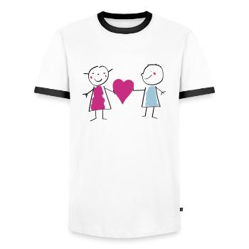 Love / Amour / Liebe Valentine's Day Valentinstag - Men's Ringer Shirt - white/black - Front - AI Model Female 172 light (172cm) & AI Model Male 178 dark (178cm)