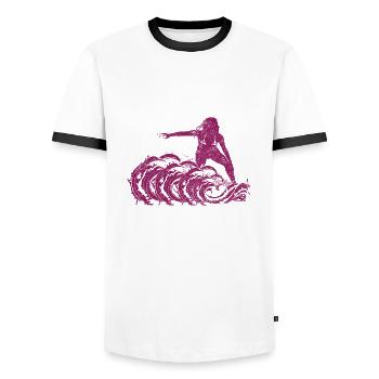 Surfer Girl - T-shirt contrasté Homme - blanc/noir - Devant - AI Model Female 172 light (172cm) & AI Model Male 178 dark (178cm)