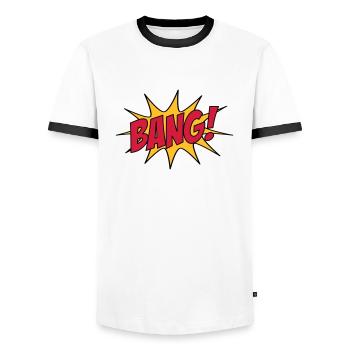 COUP! - T-shirt contrasté Homme - blanc/noir - Devant - AI Model Female 172 light (172cm) & AI Model Male 178 dark (178cm)