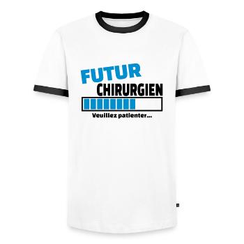 futur chirurgien - T-shirt contrasté Homme - blanc/noir - Devant - AI Model Female 172 light (172cm) & AI Model Male 178 dark (178cm)