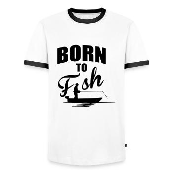 Born to fish - Männer Kontrast-T-Shirt - Weiß/Schwarz - Vorne - AI Model Female 172 light (172cm) & AI Model Male 178 dark (178cm)