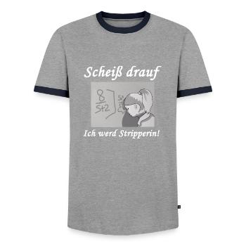 Fuck it - I'll stripper! - Men's Ringer Shirt - grey/navy  - Front - AI Model Female 172 light (172cm) & AI Model Male 178 light (178cm)