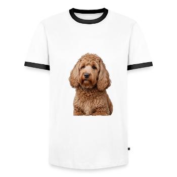 Caniche - T-shirt contrasté Homme - blanc/noir - Devant - AI Model Female 172 light (172cm) & AI Model Male 178 dark (178cm)