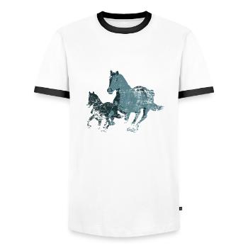 Pferde Horses - Männer Kontrast-T-Shirt - Weiß/Schwarz - Vorne - AI Model Female 172 light (172cm) & AI Model Male 178 dark (178cm)