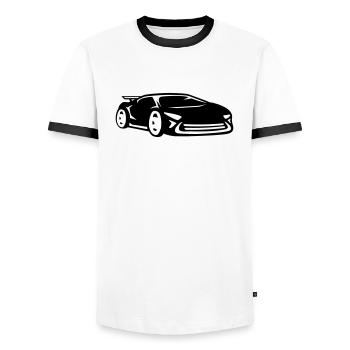 Voiture course voiture de sport racing voiture coo - T-shirt contrasté Homme - blanc/noir - Devant - AI Model Female 172 light (172cm) & AI Model Male 178 dark (178cm)