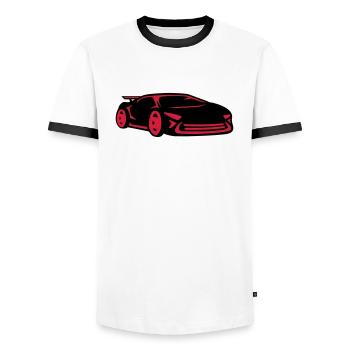 Voiture course voiture de sport racing voiture coo - T-shirt contrasté Homme - blanc/noir - Devant - AI Model Female 172 light (172cm) & AI Model Male 178 dark (178cm)