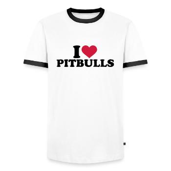 I love Pitbulls - T-shirt contrasté Homme - blanc/noir - Devant - AI Model Female 172 light (172cm) & AI Model Male 178 dark (178cm)