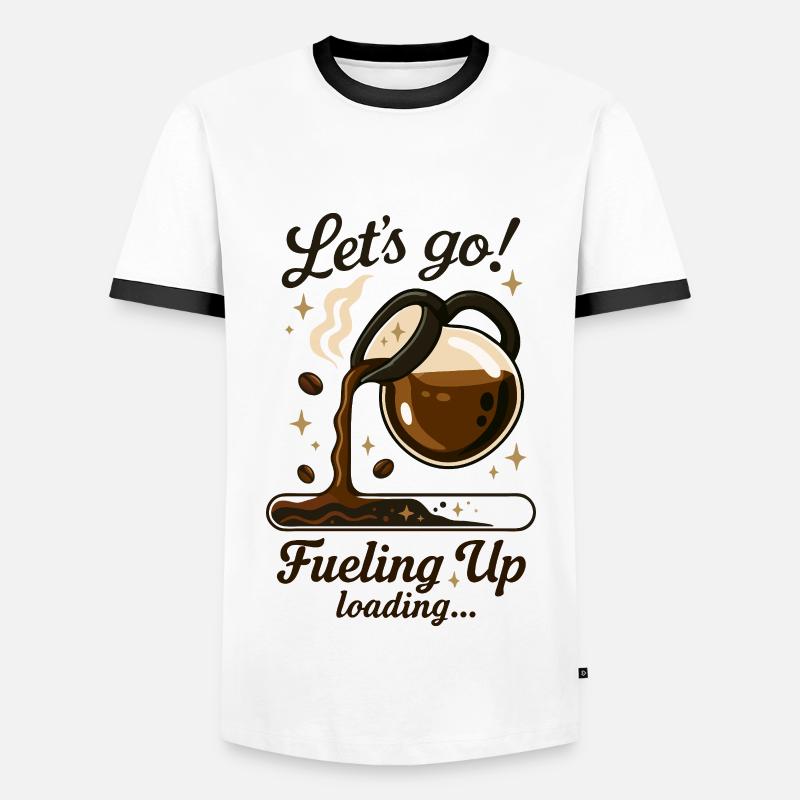 Decken wir uns mit Kaffee ein - Männer Kontrast-T-Shirt - Weiß/Schwarz