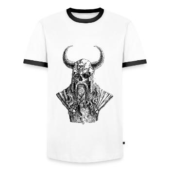 Viking - Men's Ringer Shirt - white/black - Front - AI Model Female 172 light (172cm) & AI Model Male 178 dark (178cm)