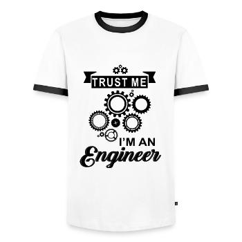 Glauben Sie mir, ich bin Ingenieur - Männer Kontrast-T-Shirt - Weiß/Schwarz - Vorne - AI Model Female 172 light (172cm) & AI Model Male 178 dark (178cm)