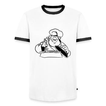 cuire cuisine bande dessinée drôle - T-shirt contrasté Homme - blanc/noir - Devant - AI Model Female 172 light (172cm) & AI Model Male 178 dark (178cm)