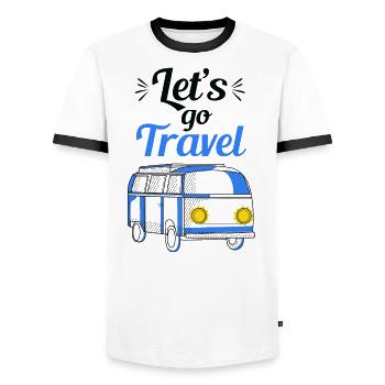Let's go travel - T-shirt contrasté Homme - blanc/noir - Devant - AI Model Female 172 light (172cm) & AI Model Male 178 dark (178cm)