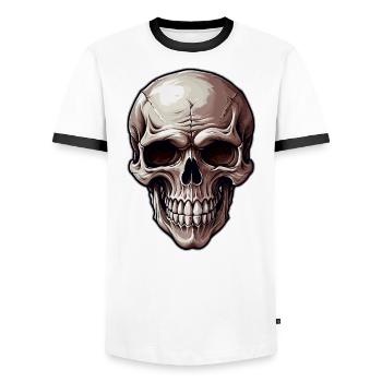 Skull - Men's Ringer Shirt - white/black - Front - AI Model Female 172 light (172cm) & AI Model Male 178 dark (178cm)