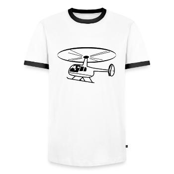 Hélicoptère mouche de rotor d'hélicoptère - T-shirt contrasté Homme - blanc/noir - Devant - AI Model Female 172 light (172cm) & AI Model Male 178 dark (178cm)