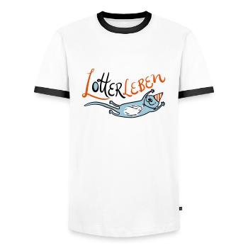 Lotterleben Zwo - Männer Kontrast-T-Shirt - Weiß/Schwarz - Vorne - AI Model Female 172 light (172cm) & AI Model Male 178 dark (178cm)