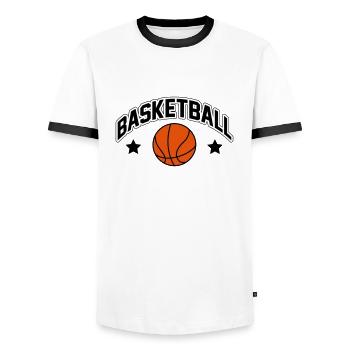 Basketball - Männer Kontrast-T-Shirt - Weiß/Schwarz - Vorne - AI Model Female 172 light (172cm) & AI Model Male 178 dark (178cm)