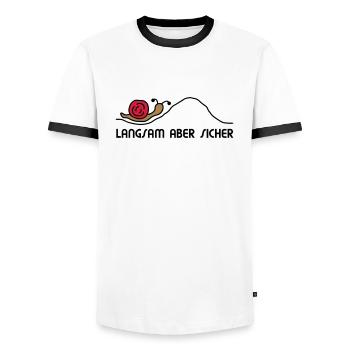 Schnecke langsam - V3 - Männer Kontrast-T-Shirt - Weiß/Schwarz - Vorne - AI Model Female 172 light (172cm) & AI Model Male 178 dark (178cm)