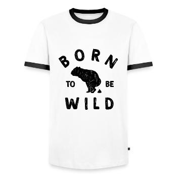 GASSI GEHN BORN TO BE WILD VINTAGE LOOK - Men's Ringer Shirt - white/black - Front - AI Model Female 172 light (172cm) & AI Model Male 178 dark (178cm)