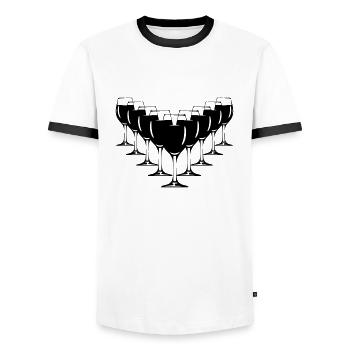 Wine wine glasses - Men's Ringer Shirt - white/black - Front - AI Model Female 172 light (172cm) & AI Model Male 178 dark (178cm)