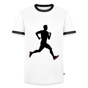 Running Marathon Man Icon - Men's Ringer Shirt - white/black - Front - AI Model Female 172 light (172cm) & AI Model Male 178 dark (178cm)
