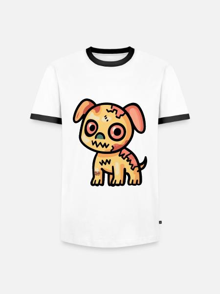 Dog Halloween Comic Zombie - Men's Ringer Shirt - white/black
