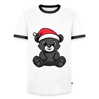 Bear Christmas Cute - Men's Ringer Shirt - white/black - Front - AI Model Female 172 light (172cm) & AI Model Male 178 dark (178cm)