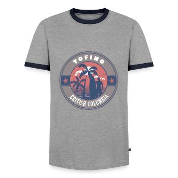 Tofino British Columbia Kanada Sommer Surf Design - Männer Kontrast-T-Shirt - Grau/Navy  - Vorne - AI Model Female 172 light (172cm) & AI Model Male 178 light (178cm)