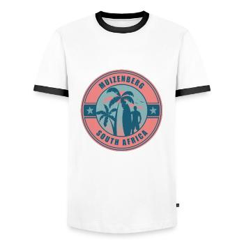 Muizenberg Südafrika Sommer Surf Design - Männer Kontrast-T-Shirt - Weiß/Schwarz - Vorne - AI Model Female 172 light (172cm) & AI Model Male 178 dark (178cm)