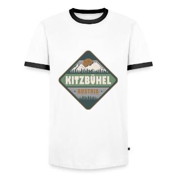 Kitzbuhel Austria Vintage Hiking Design - Men's Ringer Shirt - white/black - Front - AI Model Female 172 light (172cm) & AI Model Male 178 dark (178cm)