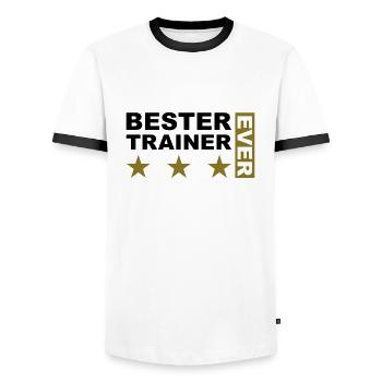 Bester Trainer - V2 - Männer Kontrast-T-Shirt - Weiß/Schwarz - Vorne - AI Model Female 172 light (172cm) & AI Model Male 178 dark (178cm)