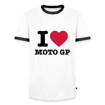 I love Moto GP Motorrad Spruch Motorradfahrer Bike - Männer Kontrast-T-Shirt - Weiß/Schwarz - Vorne - AI Model Female 172 light (172cm) & AI Model Male 178 dark (178cm)