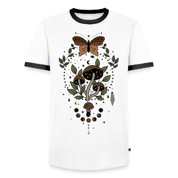 Magical nature mushroom - Men's Ringer Shirt - white/black - Front - AI Model Female 172 light (172cm) & AI Model Male 178 dark (178cm)