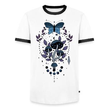 Magical nature mushroom - Men's Ringer Shirt - white/black - Front - AI Model Female 172 light (172cm) & AI Model Male 178 dark (178cm)