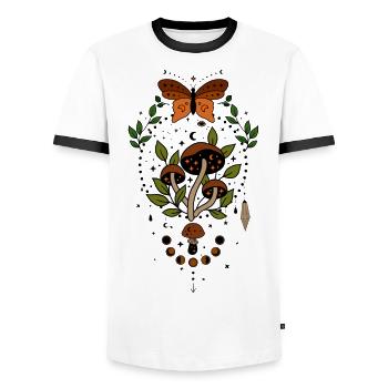 Magical nature mushroom - Men's Ringer Shirt - white/black - Front - AI Model Female 172 light (172cm) & AI Model Male 178 dark (178cm)