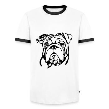 BULLDOG ANGLAIS chien canin Wilsigns - T-shirt contrasté Homme - blanc/noir - Devant - AI Model Female 172 light (172cm) & AI Model Male 178 dark (178cm)