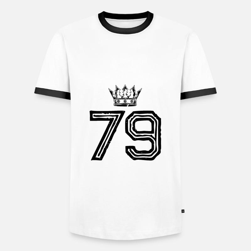 79 Zahl Krone - Männer Kontrast-T-Shirt - Weiß/Schwarz