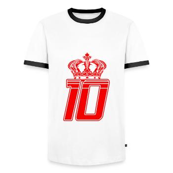 10 number crown - Men's Ringer Shirt - white/black - Front - AI Model Female 172 light (172cm) & AI Model Male 178 dark (178cm)