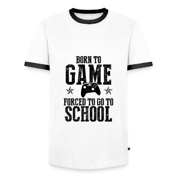 école gamer - T-shirt contrasté Homme - blanc/noir - Devant - AI Model Female 172 light (172cm) & AI Model Male 178 dark (178cm)